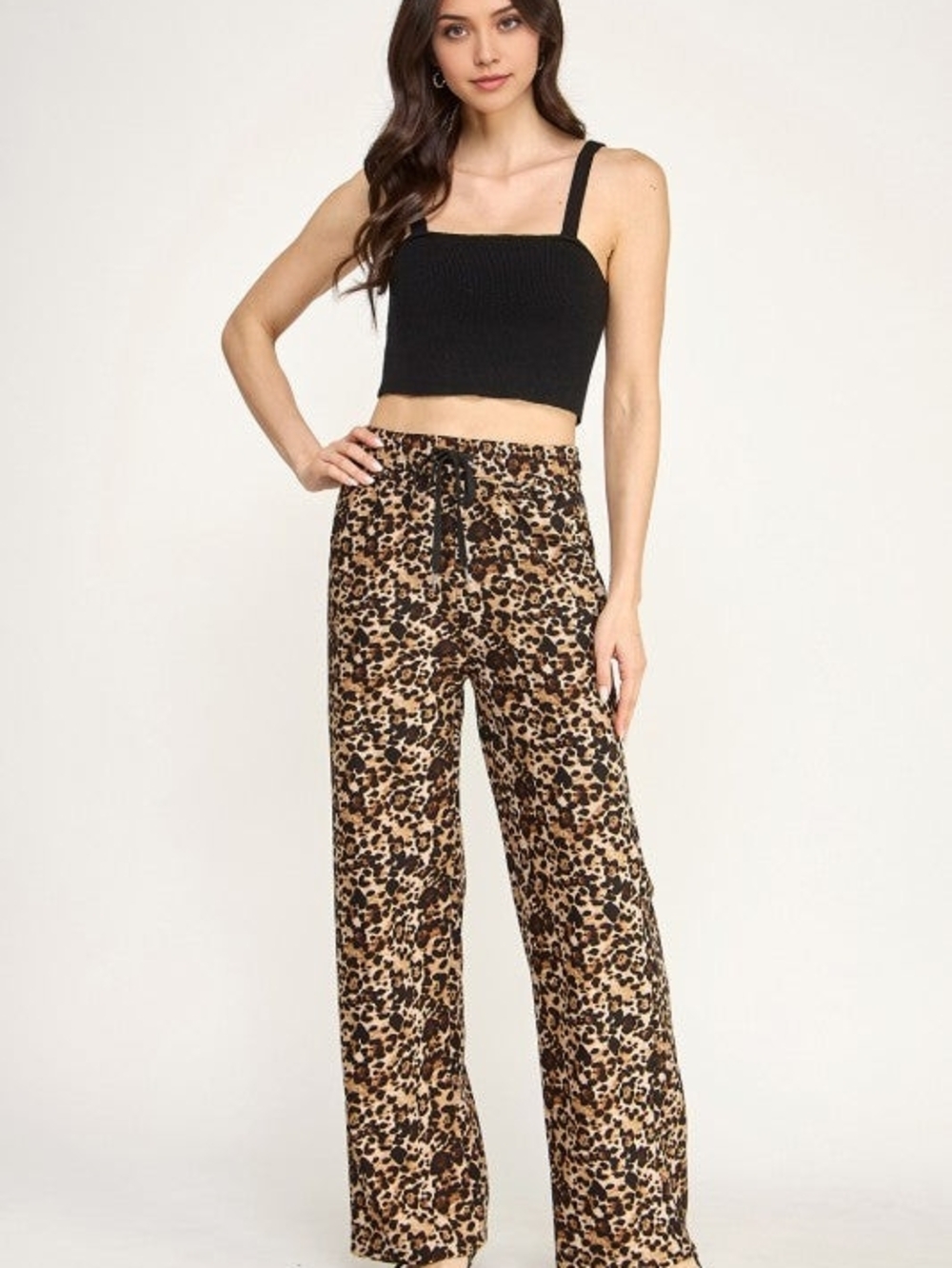 Leopard Print Scuba Straight-Leg Pants